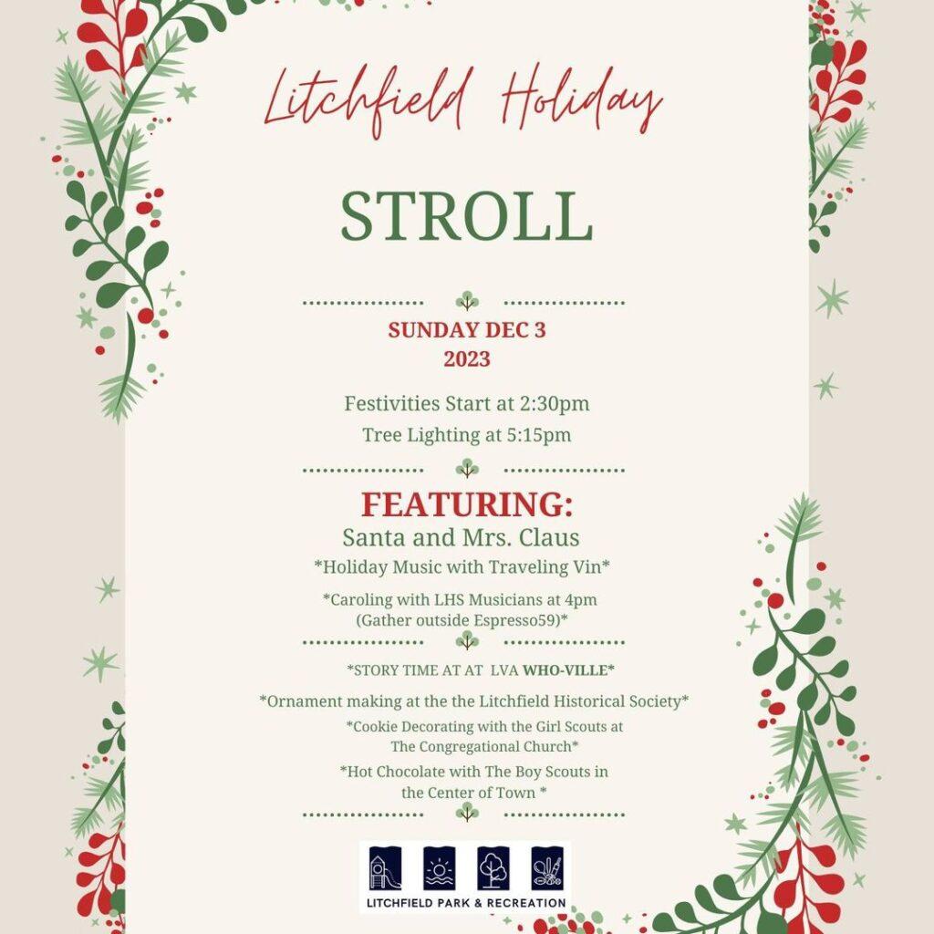Holiday Stroll & Tree Lighting, Litchfield, CT, Sunday, Dec. 3