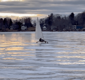 winter in Litchfield 2025; ice sailing on Bantam Lake