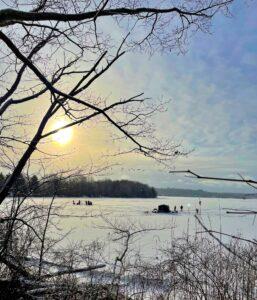 winter Litchfield CT 2025, ice fishing on Bantam Lake