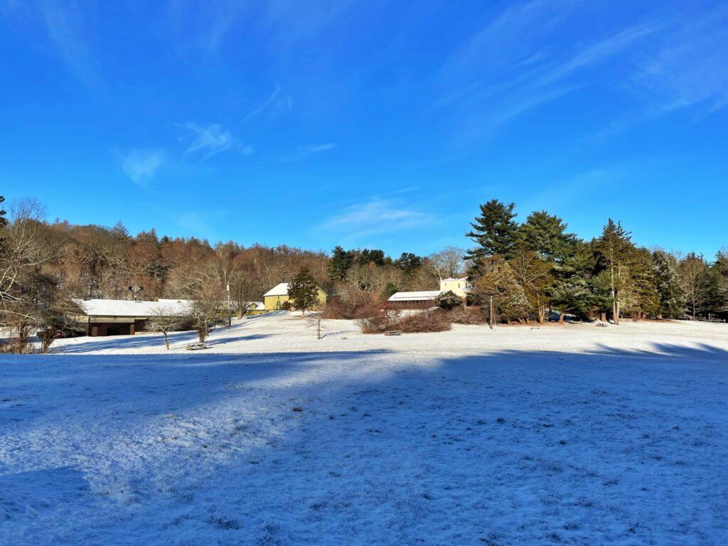 Winter 2025 in Litchfield, CT. White Memorial covered in snow.