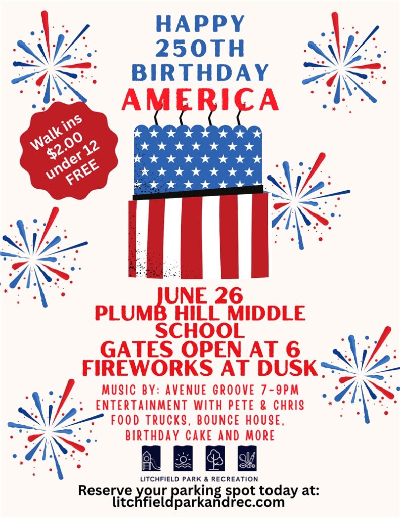 Summer concerts and fireworks in Litchfield, CT 2026